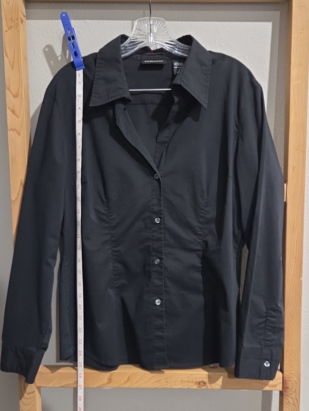 New York & Company Black Button-Down Collared Shirt